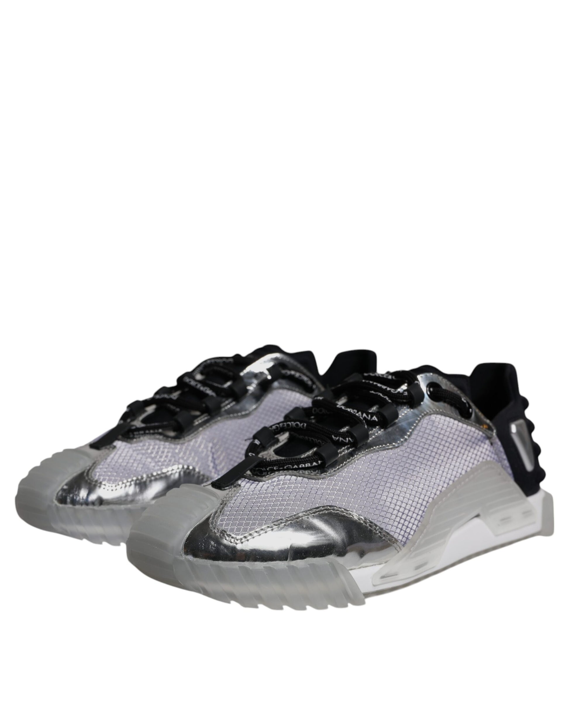 Dolce & Gabbana Silver Black Nylon NS1 Low Top Sneakers Shoes