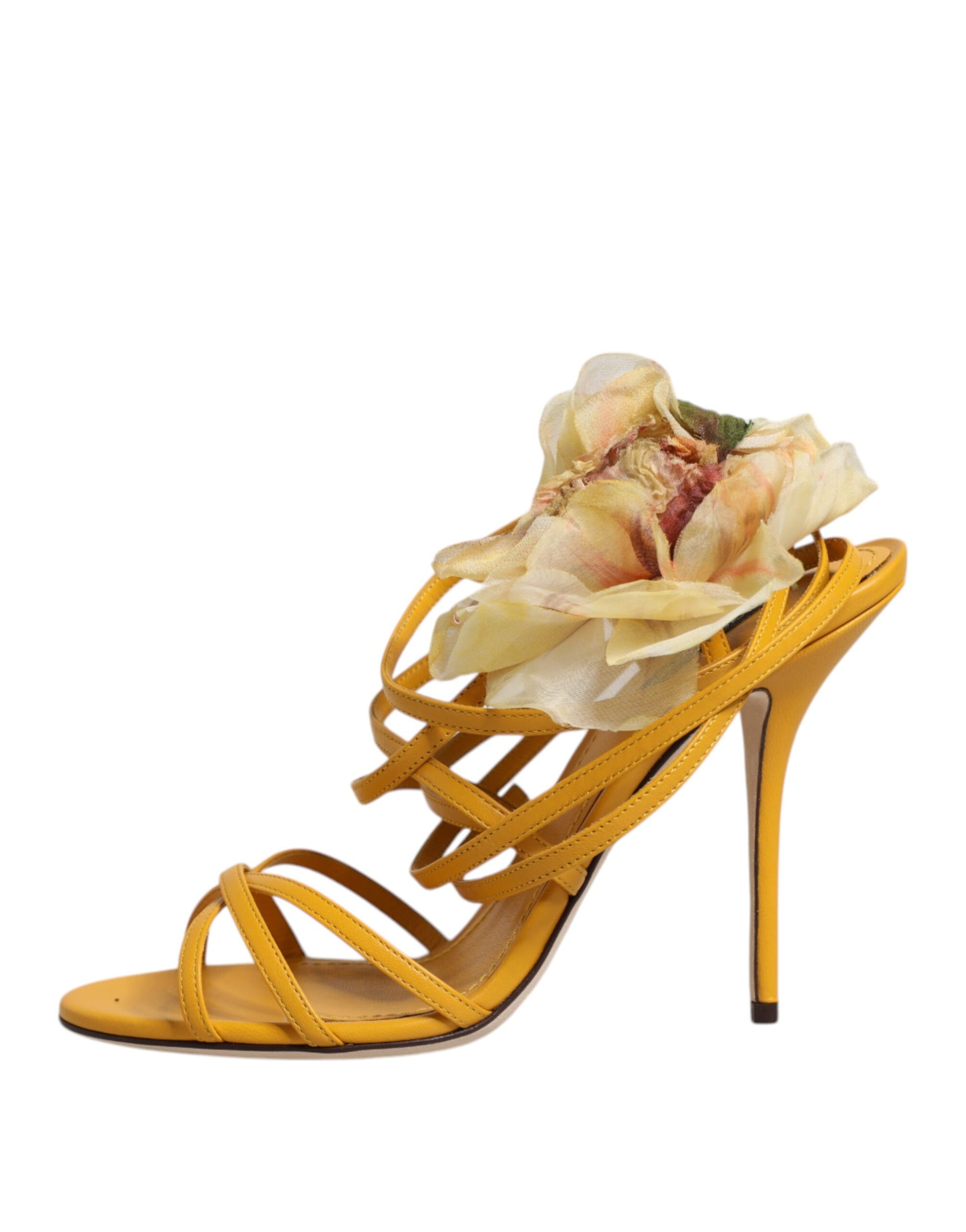 Dolce & Gabbana Orange Flower Applique Keira Sandals Shoes