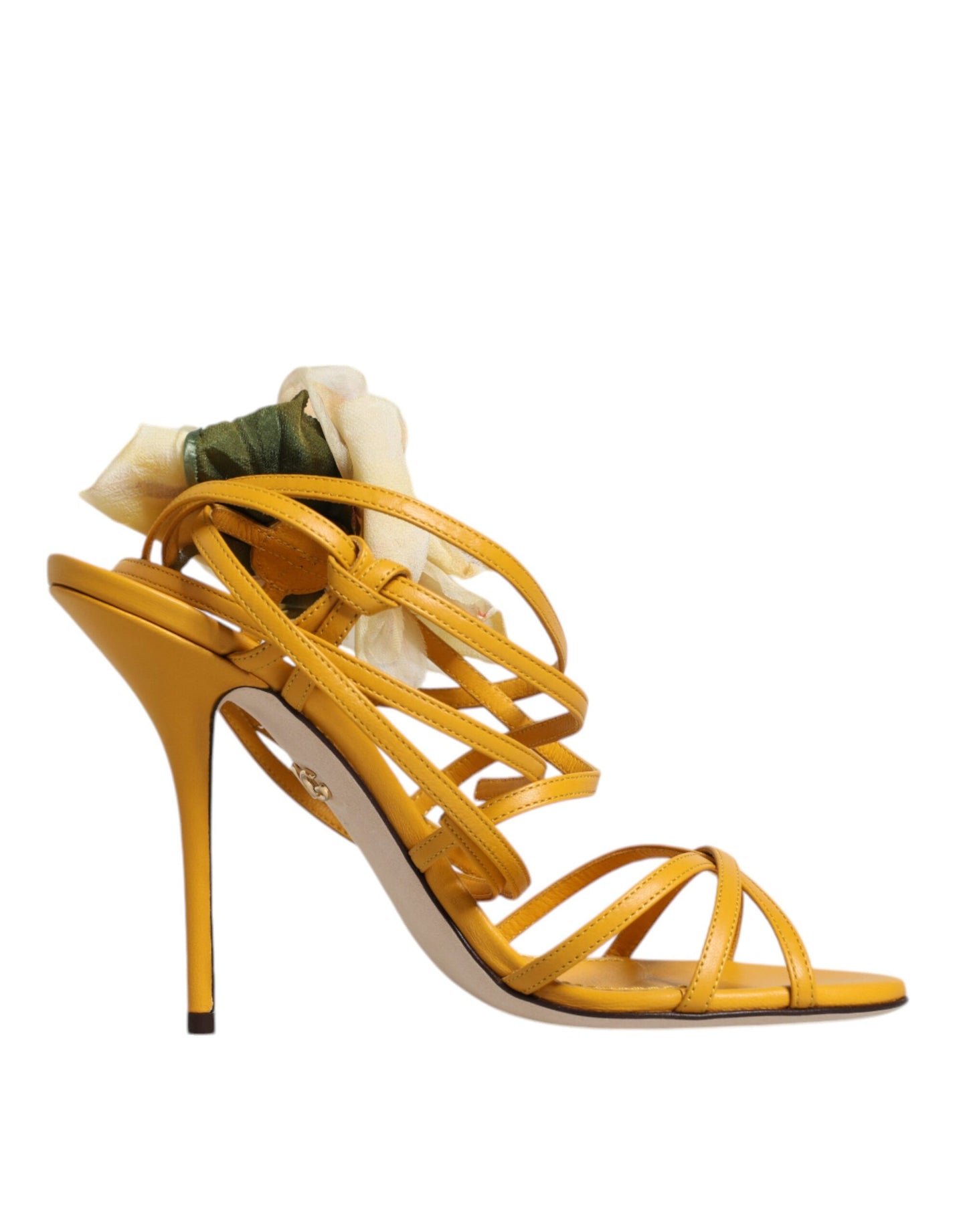 Dolce & Gabbana Orange Flower Applique Keira Sandals Shoes