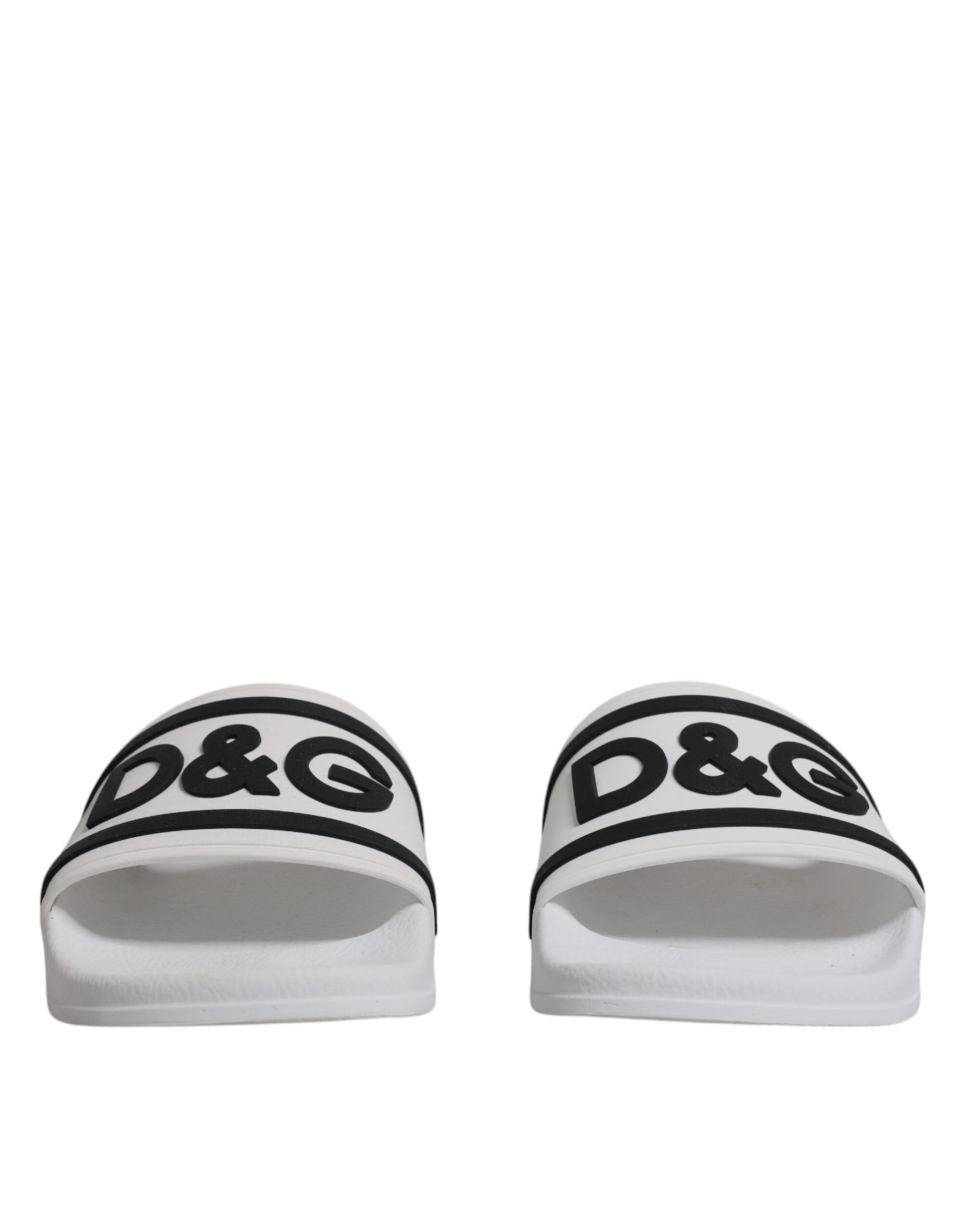 Dolce & Gabbana White Rubber Slides Sandals Beachwear Shoes