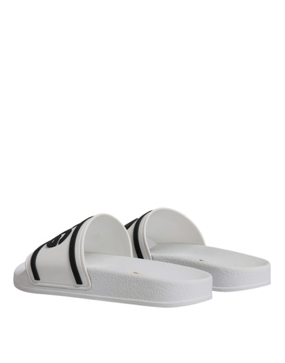 Dolce & Gabbana White Rubber Slides Sandals Beachwear Shoes