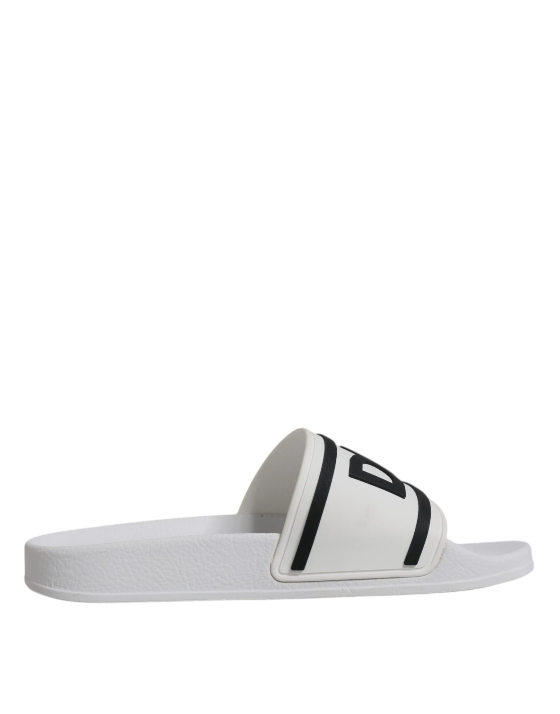 Dolce & Gabbana White Rubber Slides Sandals Beachwear Shoes