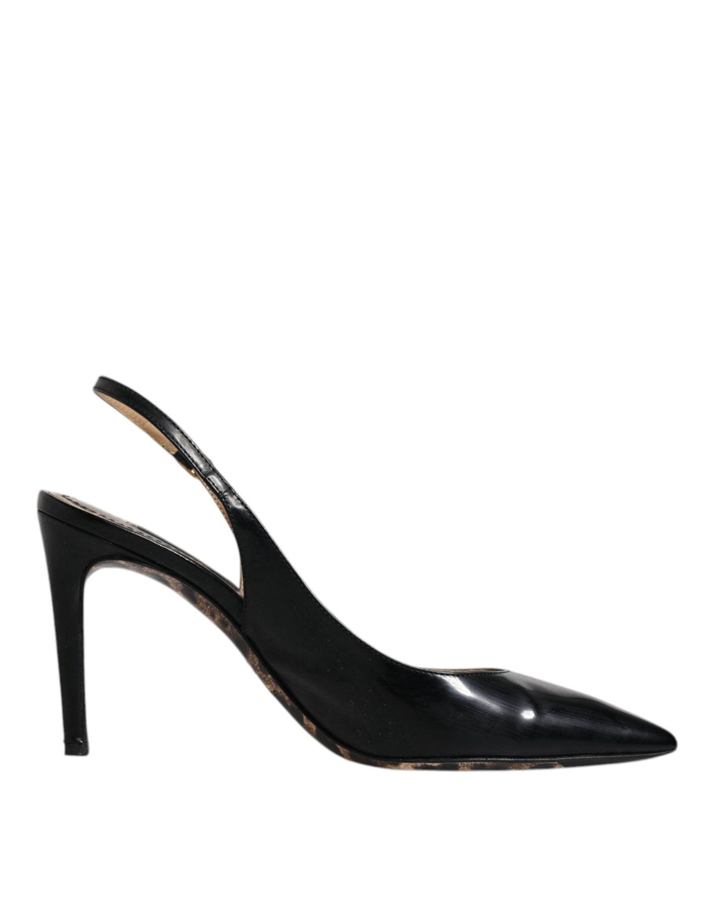 Dolce & Gabbana Black Leather High Heels Slingbacks Shoes