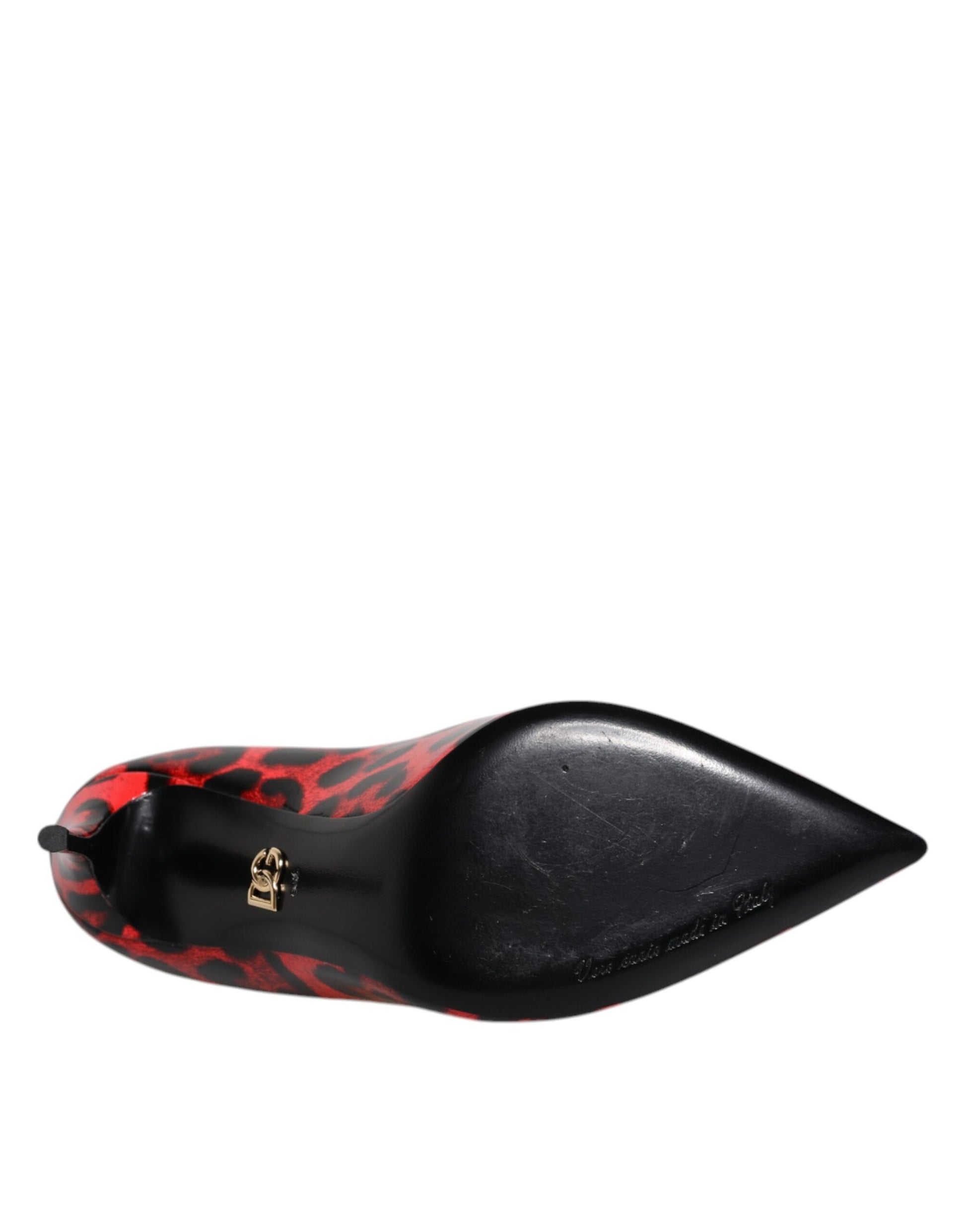 Dolce & Gabbana Red Leopard Leather Stiletto High Heels Pumps Shoes