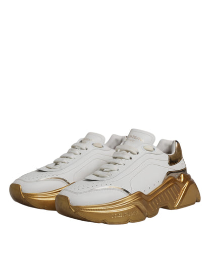 Dolce & Gabbana White Gold Daymaster Low Top Sneakers Shoes