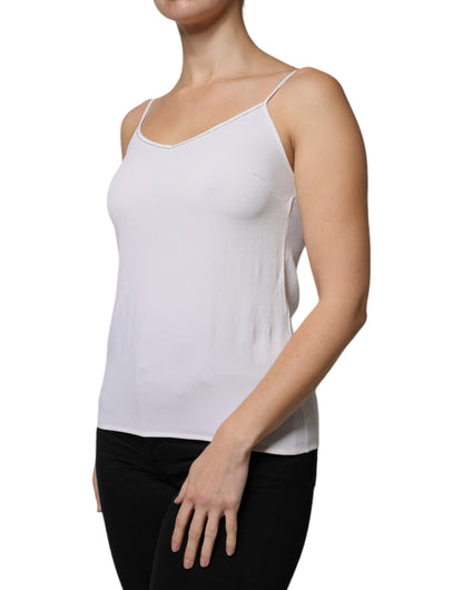 Fabiana Filippi White Spaghetti Strap Sleeveless Tank Top