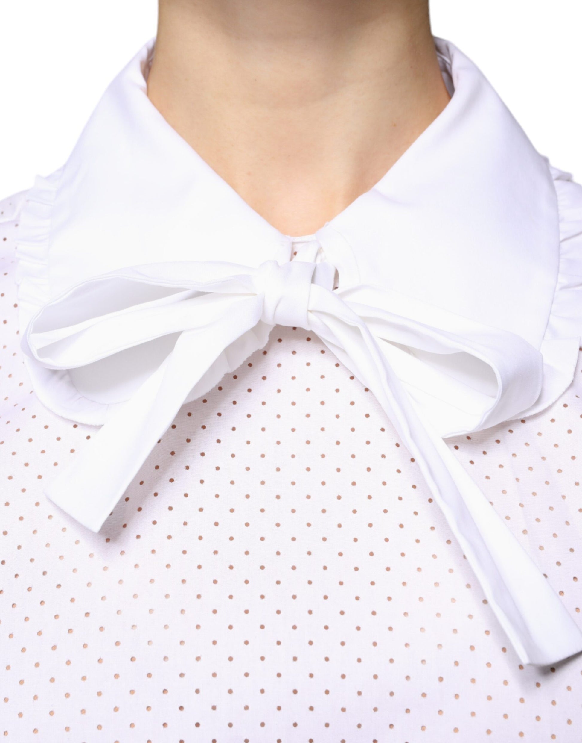 Valentino White Cotton Short Sleeves Collared Blouse Top