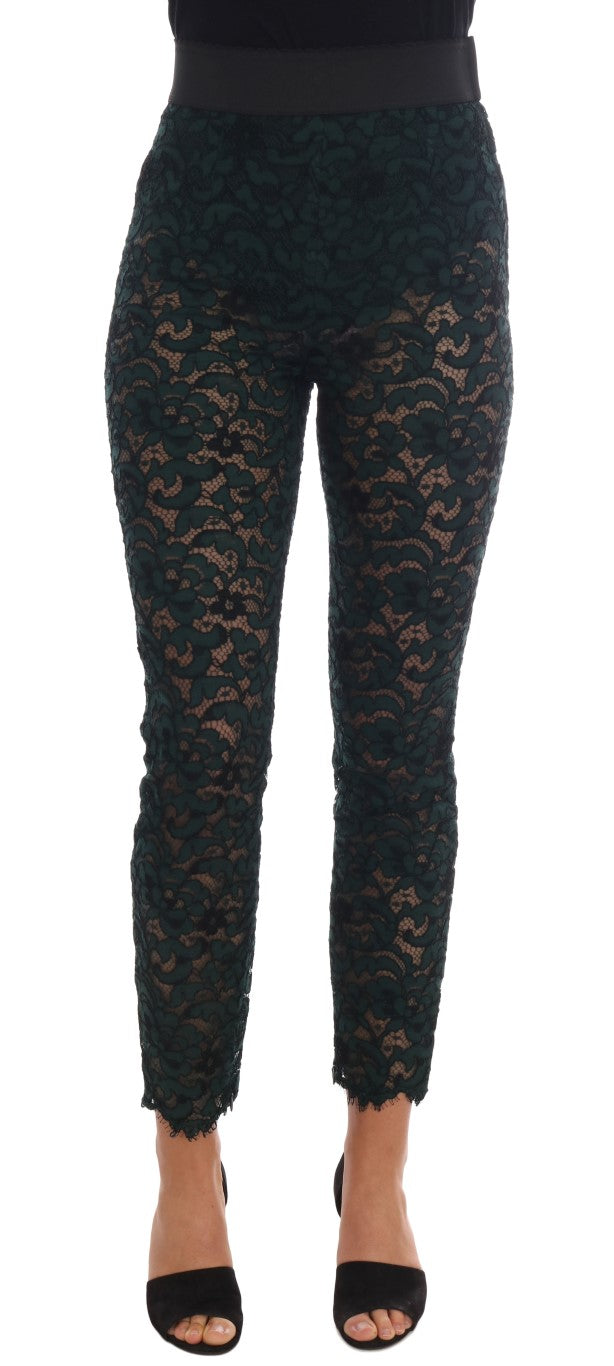 Dolce & Gabbana High Waist Floral Lace Slim Trousers Dolce & Gabbana