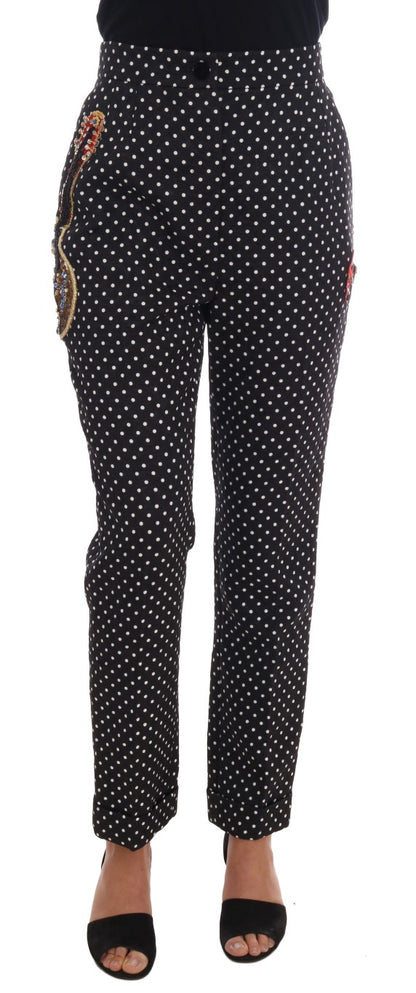 Dolce & Gabbana Elegant Polka Dot Embellished Trousers Dolce & Gabbana