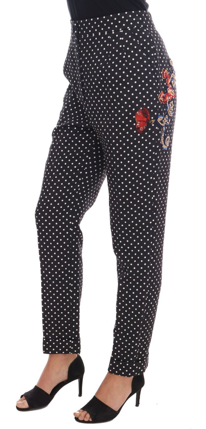 Dolce & Gabbana Elegant Polka Dot Embellished Trousers Dolce & Gabbana