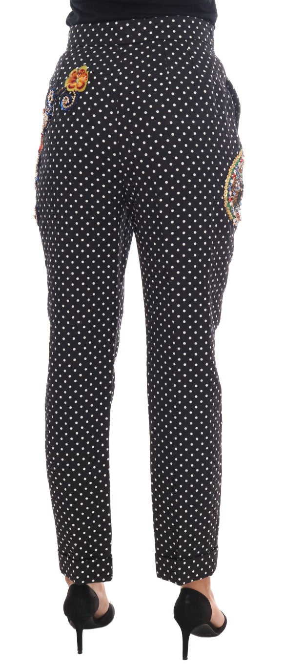 Dolce & Gabbana Elegant Polka Dot Embellished Trousers Dolce & Gabbana