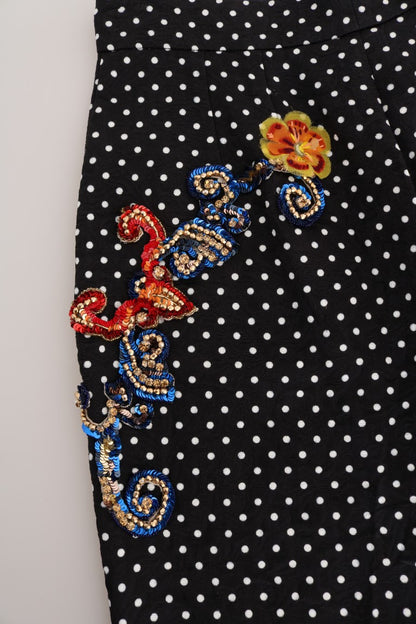 Dolce & Gabbana Elegant Polka Dot Embellished Trousers Dolce & Gabbana