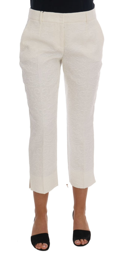 Dolce & Gabbana Elegant White Capri Pants - Cotton & Silk Blend Dolce & Gabbana