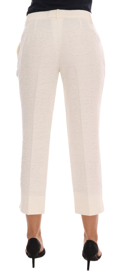 Dolce & Gabbana Elegant White Capri Pants - Cotton & Silk Blend Dolce & Gabbana