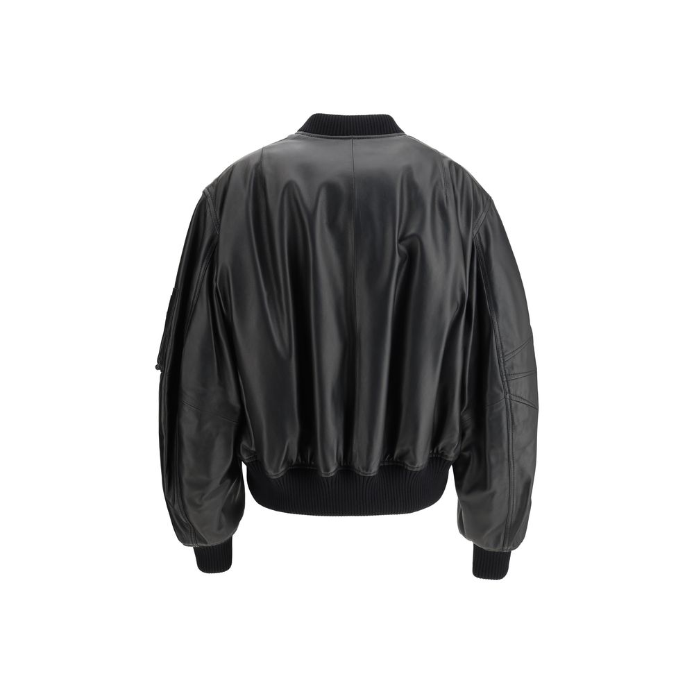 The Attico Leather Anja Bomber Jacket