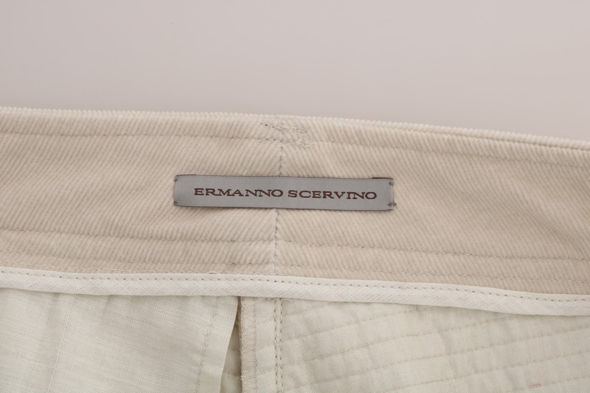 Ermanno Scervino Chic Beige Corduroy Skinny Slim Fit Pants Ermanno Scervino