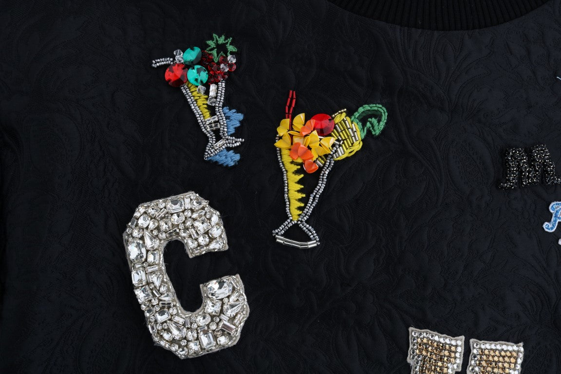 Dolce & Gabbana Enchanted Crystal Embellished Black Sweater Dolce & Gabbana