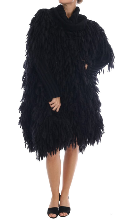 Dolce & Gabbana Elegant Black Fringed Wool-Cashmere Sweater Dolce & Gabbana