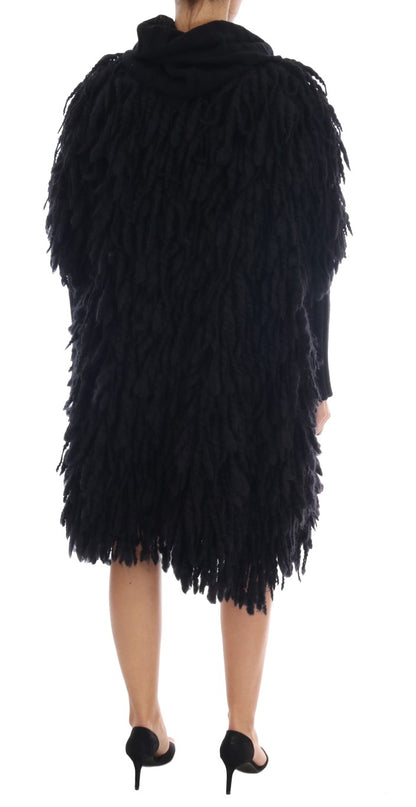 Dolce & Gabbana Elegant Black Fringed Wool-Cashmere Sweater Dolce & Gabbana