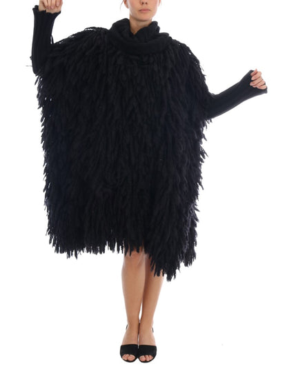 Dolce & Gabbana Elegant Black Fringed Wool-Cashmere Sweater Dolce & Gabbana