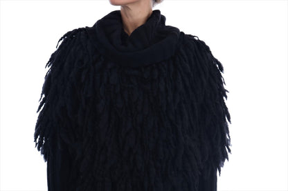 Dolce & Gabbana Elegant Black Fringed Wool-Cashmere Sweater Dolce & Gabbana