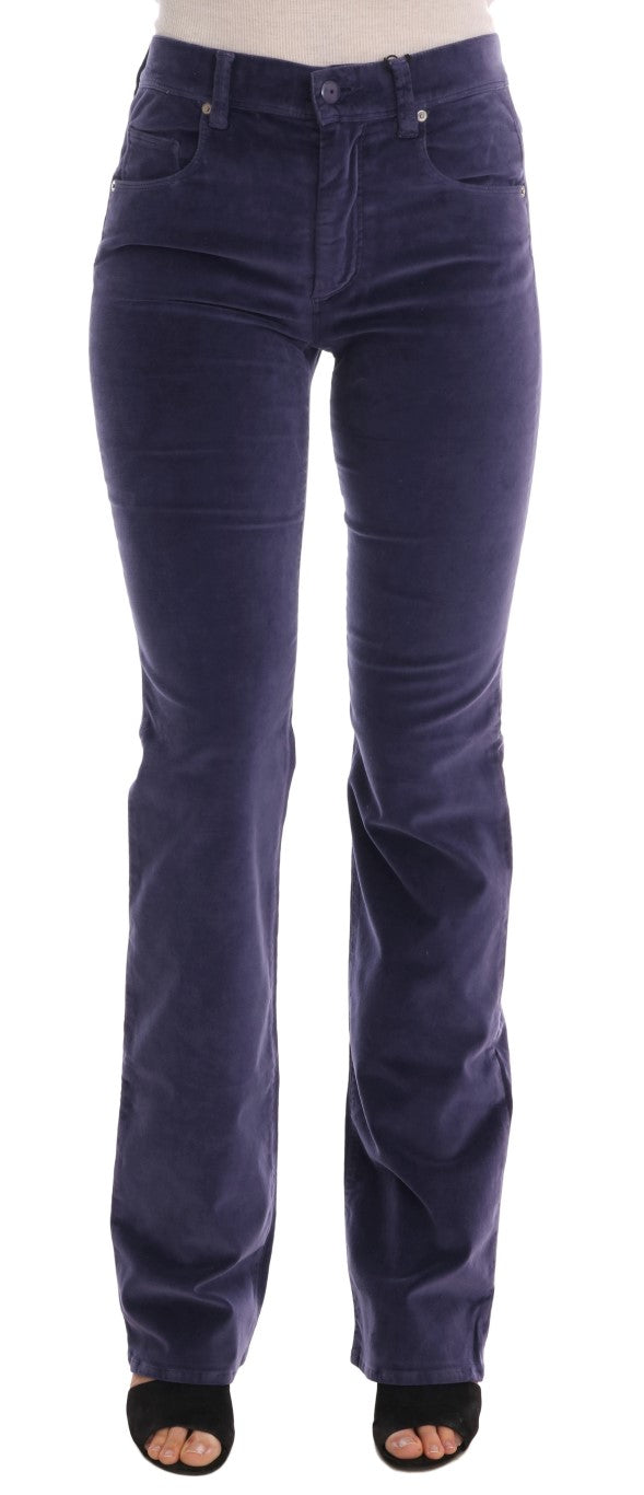 Ermanno Scervino Chic Purple Corduroy Bootcut Flare Pants Ermanno Scervino