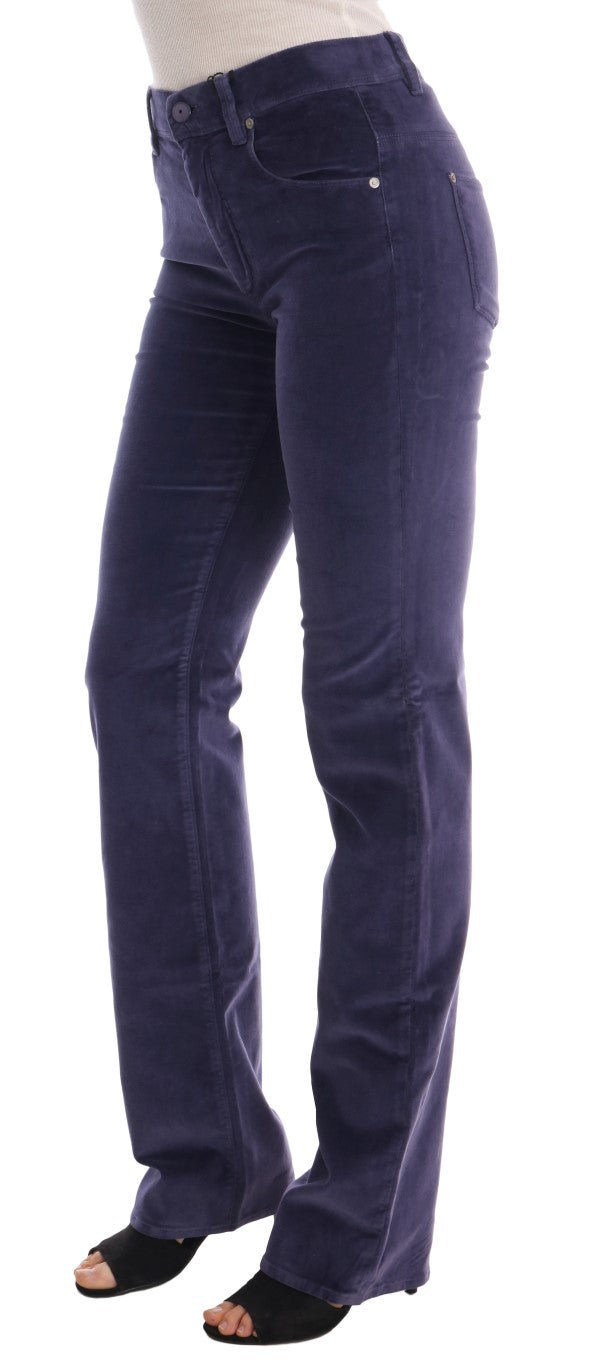 Ermanno Scervino Chic Purple Corduroy Bootcut Flare Pants Ermanno Scervino