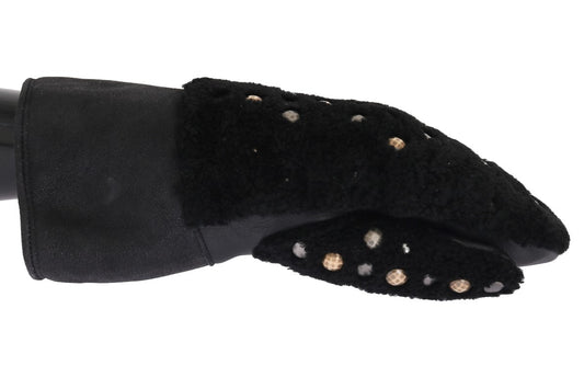 Dolce & Gabbana Studded Black Leather Gentleman's Gloves Dolce & Gabbana