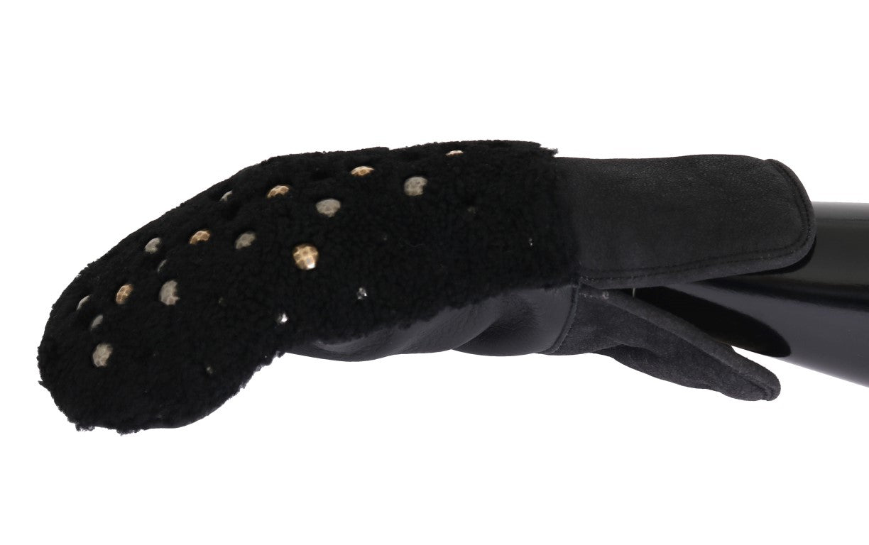 Dolce & Gabbana Studded Black Leather Gentleman's Gloves Dolce & Gabbana