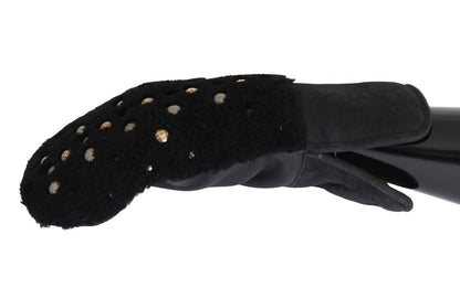 Dolce & Gabbana Studded Black Leather Gentleman's Gloves Dolce & Gabbana