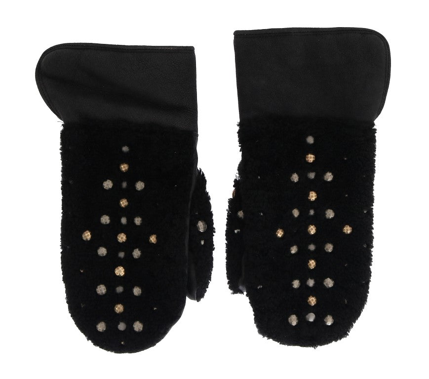 Dolce & Gabbana Studded Black Leather Gentleman's Gloves Dolce & Gabbana