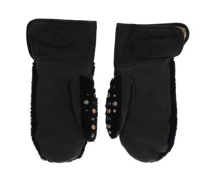 Dolce & Gabbana Studded Black Leather Gentleman's Gloves Dolce & Gabbana