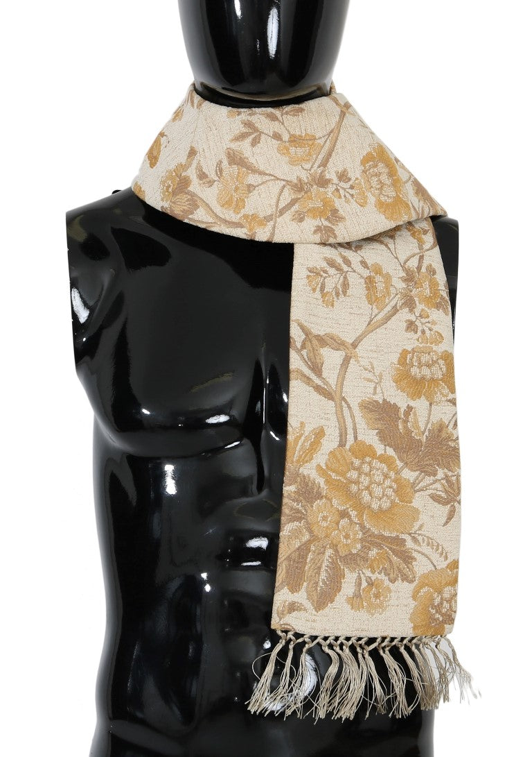 Dolce & Gabbana Elegant Beige Gold Jacquard Stole Scarf Dolce & Gabbana