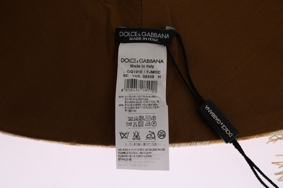 Dolce & Gabbana Elegant Beige Gold Jacquard Stole Scarf Dolce & Gabbana