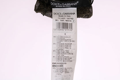 Dolce & Gabbana Crystal-Embellished Black Mid-Calf Stockings Dolce & Gabbana