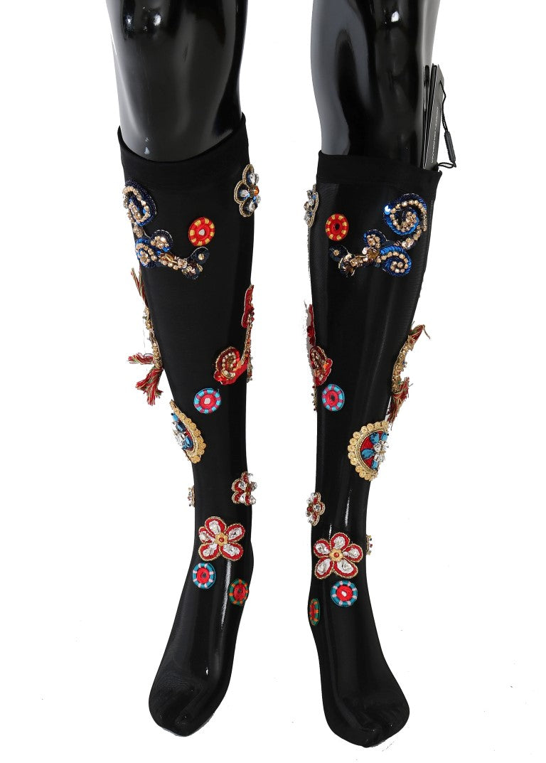 Dolce & Gabbana Elegant Embellished Crystal Stockings Dolce & Gabbana