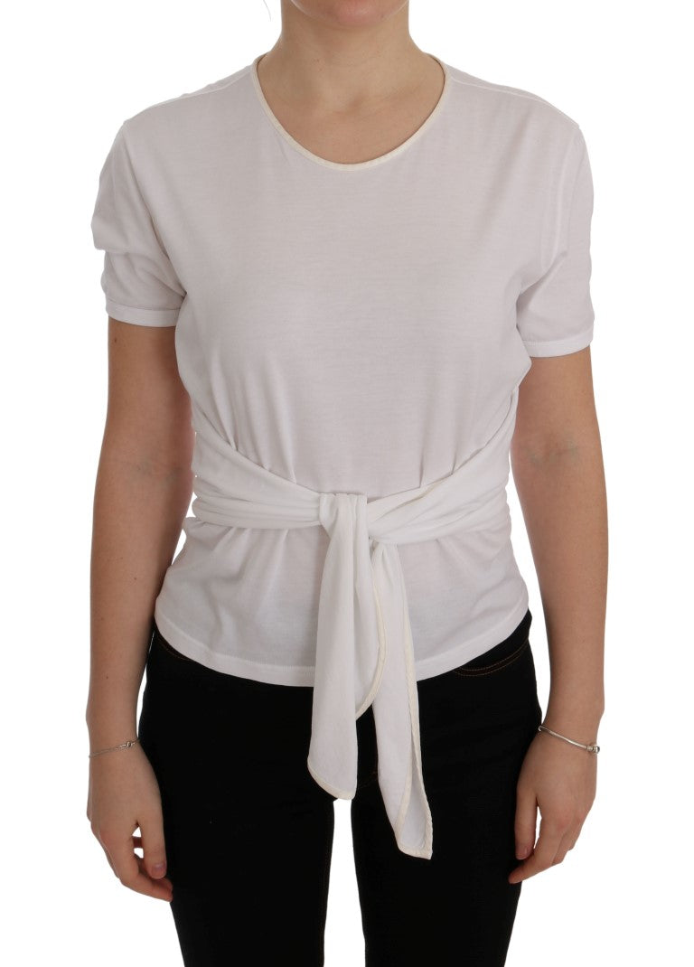 Dolce & Gabbana Elegant White Wrap Blouse with Crystal Accents Dolce & Gabbana