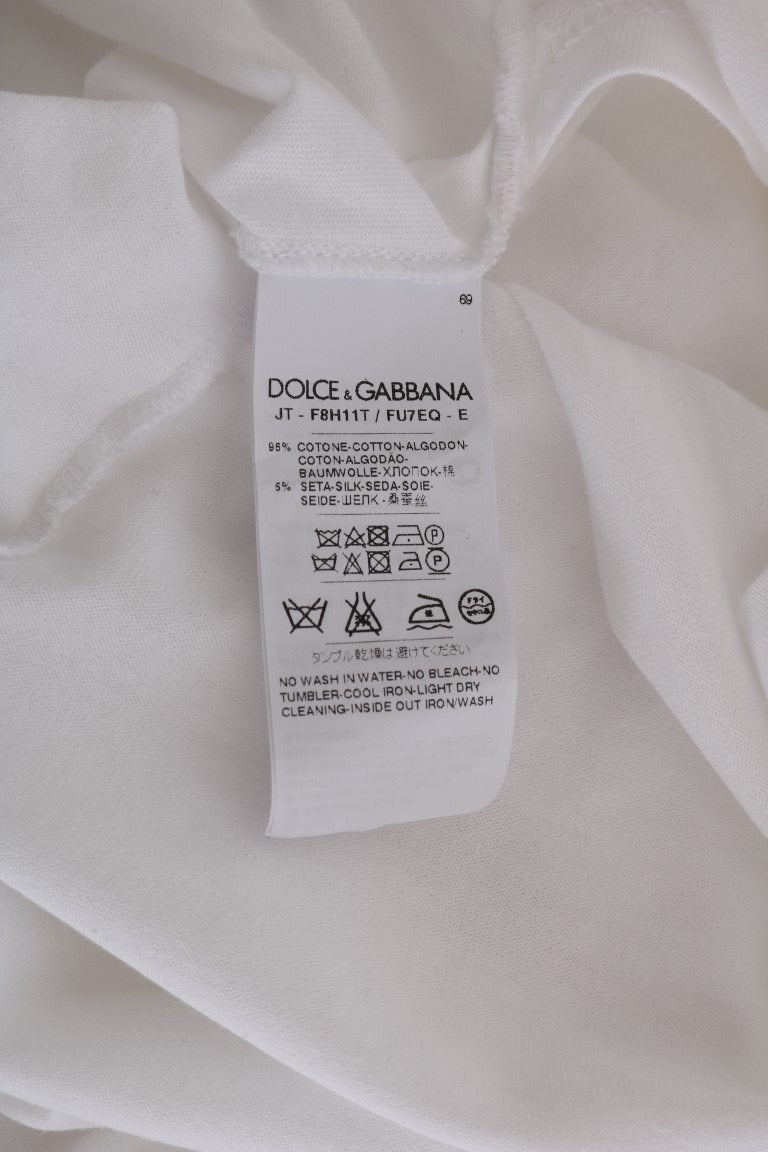 Dolce & Gabbana Elegant White Wrap Blouse with Crystal Accents Dolce & Gabbana