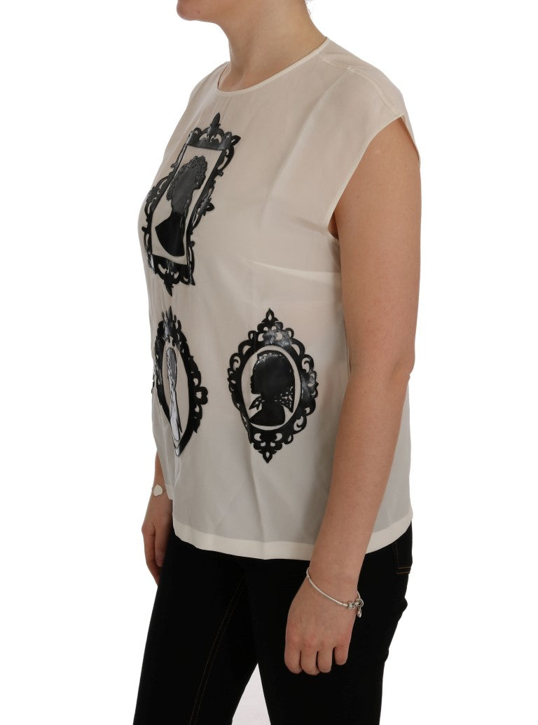 Dolce & Gabbana Embroidered Silk Sicily Frame Blouse Dolce & Gabbana