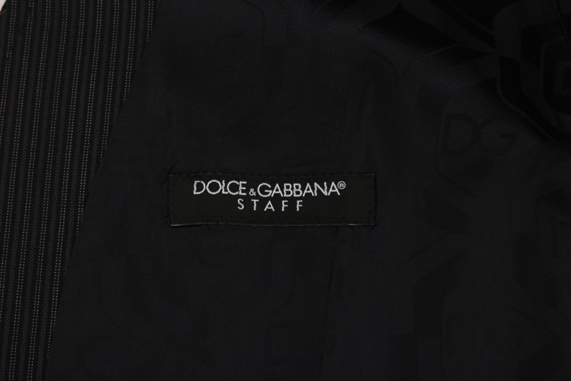 Dolce &amp; Gabbana মার্জিত ধূসর ডোরাকাটা উল মিশ্রিত ন্যস্ত করা