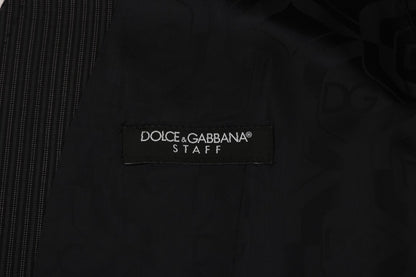 Dolce & Gabbana Elegant Gray Striped Wool Blend Vest Dolce & Gabbana