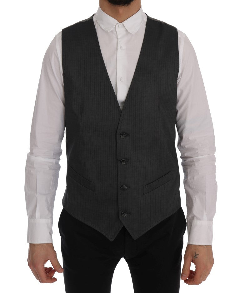 Dolce & Gabbana Sleek Gray Single-Breasted Waistcoat Vest Dolce & Gabbana