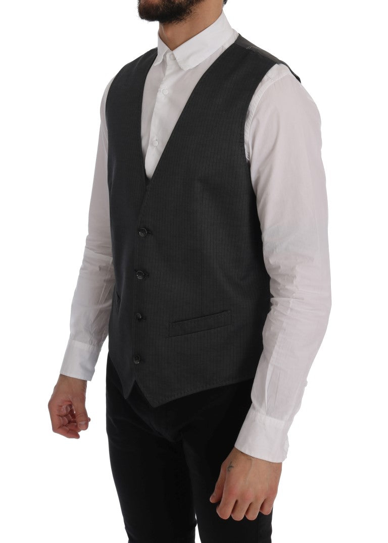 Dolce & Gabbana Sleek Gray Single-Breasted Waistcoat Vest Dolce & Gabbana