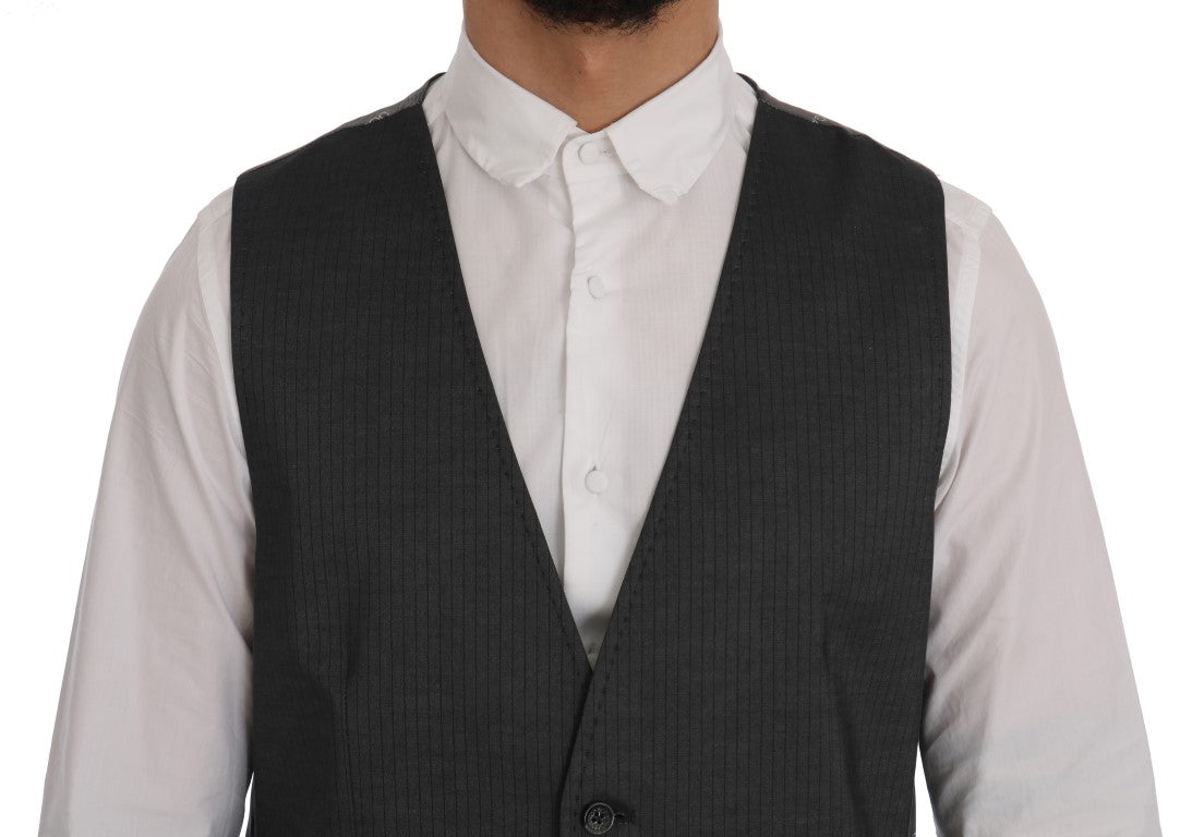 Dolce & Gabbana Sleek Gray Single-Breasted Waistcoat Vest Dolce & Gabbana