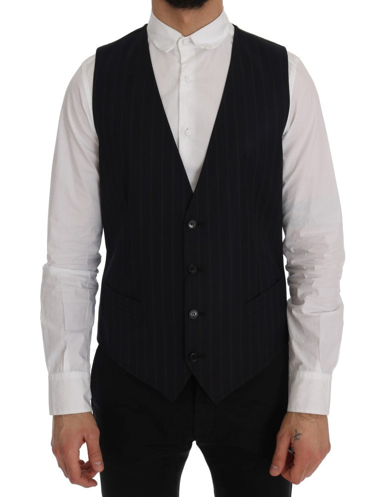 Dolce & Gabbana Elegant Striped Wool Blend Vest Waistcoat Dolce & Gabbana