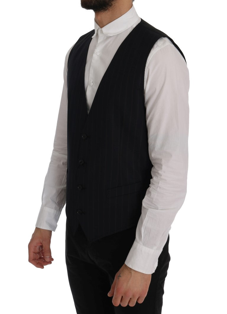 Dolce & Gabbana Elegant Striped Wool Blend Vest Waistcoat Dolce & Gabbana