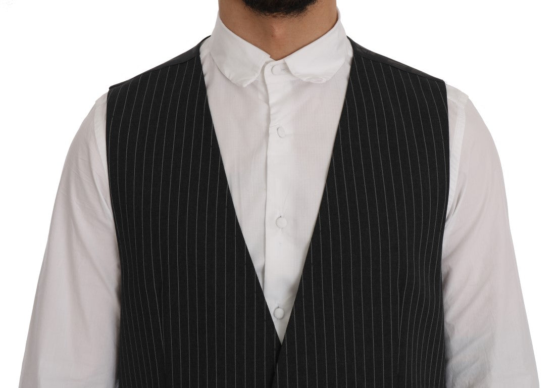 Dolce & Gabbana Elegant Gray Striped Vest Waistcoat Dolce & Gabbana