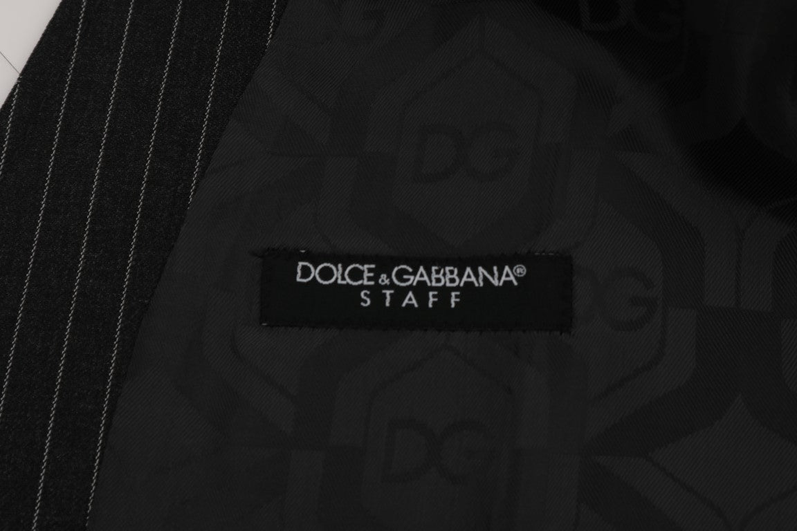 Dolce &amp; Gabbana মার্জিত ধূসর ডোরাকাটা ন্যস্ত কোট