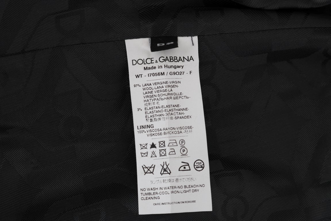 Dolce &amp; Gabbana মার্জিত ধূসর ডোরাকাটা ন্যস্ত কোট