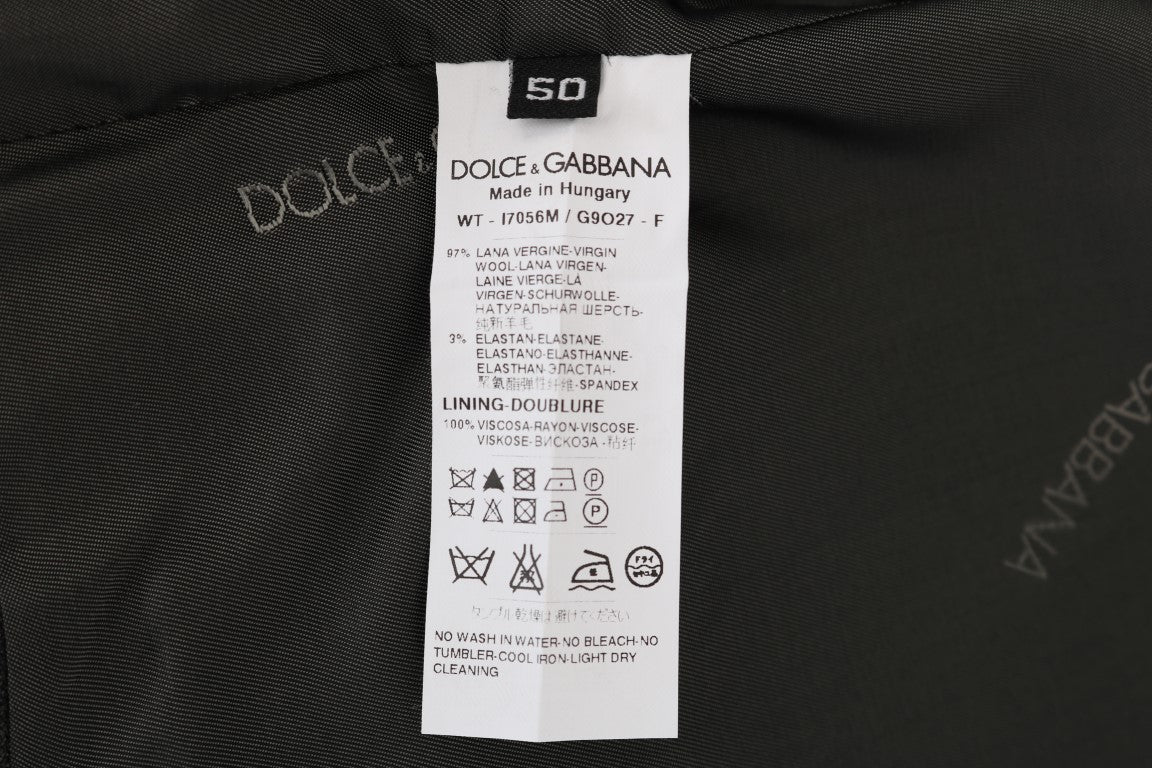 Dolce &amp; Gabbana মার্জিত ধূসর ডোরাকাটা একক ব্রেস্টেড ন্যস্ত করা